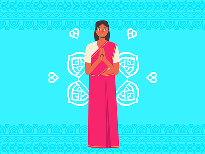 Namaste character design graphic greet greeting illustration india indian namaste ui vector welcome woman