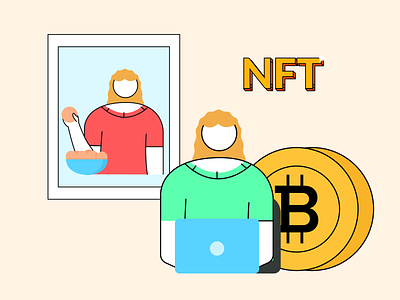 NFT auction bitcoin blockchain character crypto design graphic illustration mobile nft purchase sell ui vector