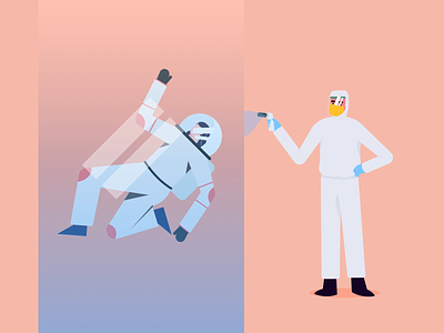 Quarantine & Research astronaut character design doctor graphic illustration science scientist test testing ui vector
