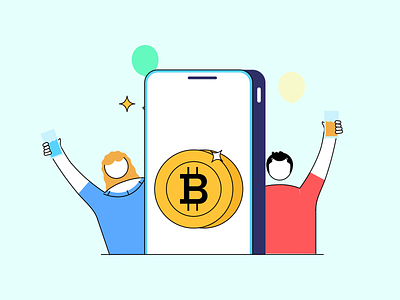 Earn Bitcoin app bitcoin blockchain character crypto currency design earn enjoy graphic happy illustration mobile nft ui vector win