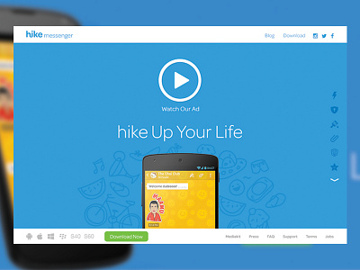 Hike Messenger clean design fresh layout mobile template website