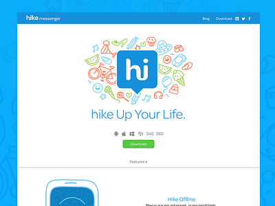 Hike Messenger flat design icons illustration layout template ui ux website