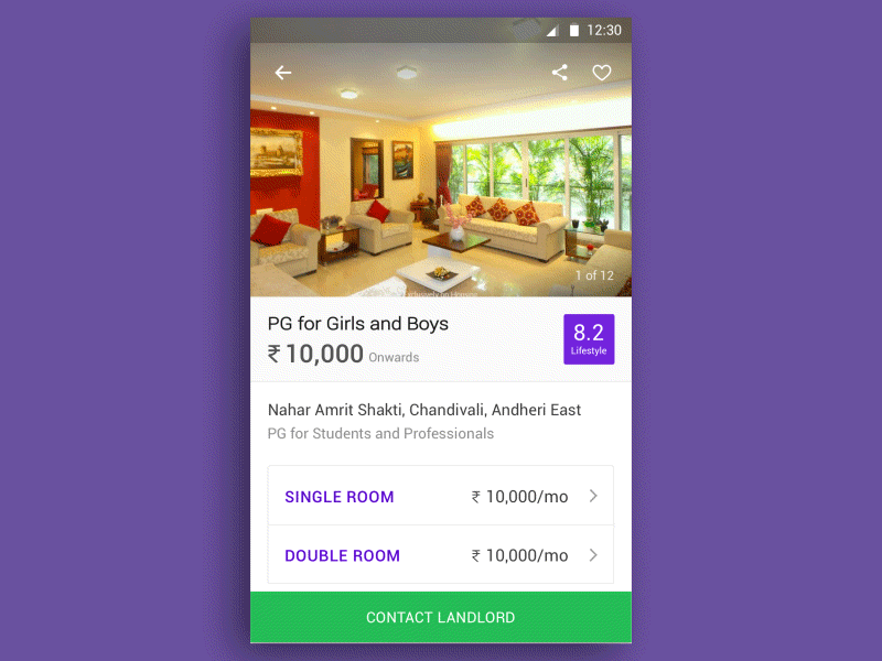 PG card animation gif interaction ui ux flow card app android property material housing