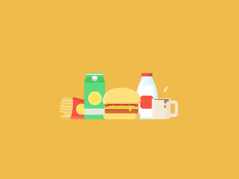 Food Icons animation burger coffee fast food food fruit ice cream icons illustration juice line icons milk