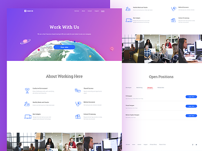 Career Page career flat design globe job perks sketch ui website