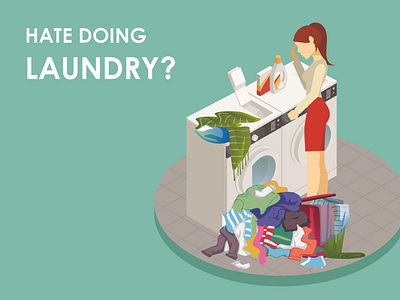Laundry Mobile App UI UX Storyboard Illustrations Frame 1