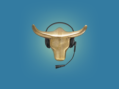 Support Bull brokerage bull gold headset icon process retouching support