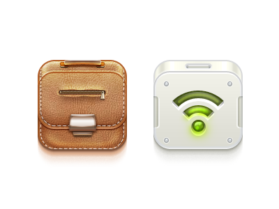 "Like iOS" Icons (Part 2) briefcase icon ios leather light seam stitch wifi zip