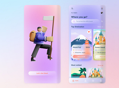 Trave Apps UI best of dribbble black blue discover forhaduix glassmorphism illustration mesh gradient mobile apps ui trave apps ui trave apps ui trent 2021 trent 2021 turism uidesign uiuxdesign ux uxdesign