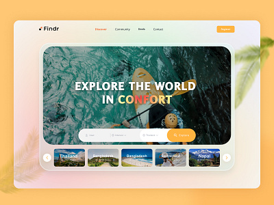 Travel website header concept