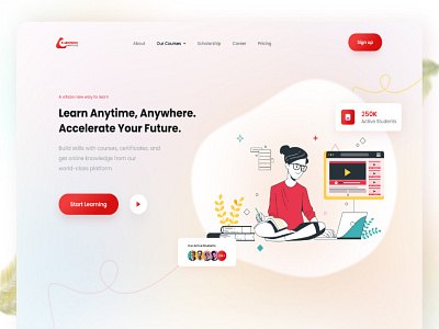 eLearning Header page UI Concept best of dribbble elearning elearningapp elearningwebsite figmawebsite illustration psd website school website uidesign uikit uiux uxdesign webapps website template websitedesign websitedevelopmentcompany webui