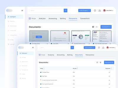 Fintech Software UI/UX || Document Grid & List view