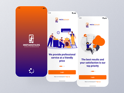 Instarepairs onboarding UI Design 3d animation app ui best of dribbble ui uidesign uiux ux uxdesign