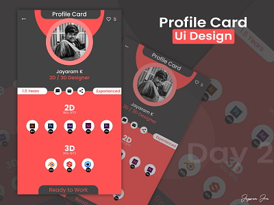 Day 2 - Profile Card Ui Deisgn app branding design designer designer portfolio designers illustration logo typography ui ux vector web