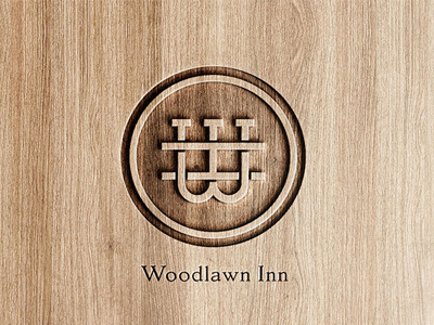 Woodlawn Inn Logo branding corporate identity hotel icon iconic logo inn logo design monogram wooden