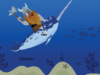 Viking & Narwhal app design cartoon character design game art narwhal underwater vector illustration viking