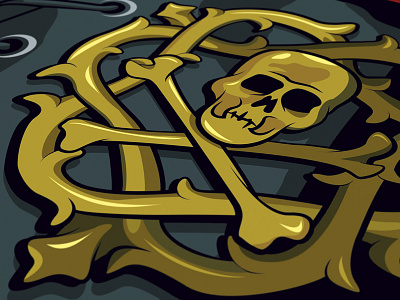 Treasure Island Crest badge bones clean crest gold pirates skull treasure island vector illustration