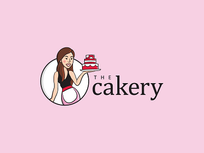 The Cakery Logo bakery branding cake character design food illustration logo design logo mark mascot pink