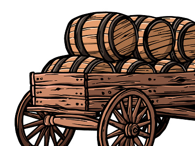 Barrel Wagon barrels beer label historic illustration retro vector vintage wagon wood