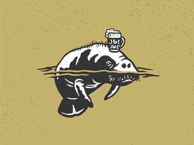 Manatee Pint beer glass black and white logo brewery hand drawn manatee illustration restaurant