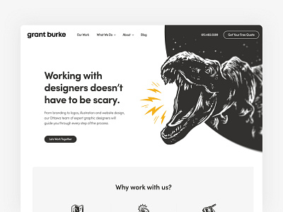 Hero T-rex Illustration dinosaur hand drawn header hero illustration portfolio t rex website website concept