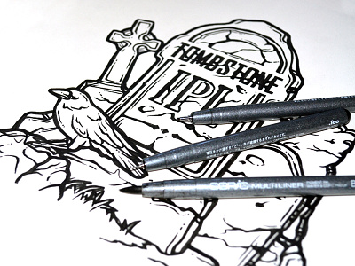 Tombstone IPL Drawing graveyard hand drawn illustration ink drawing markers process sketch sketch tombstone