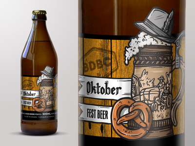 Oktober Fest Beer barn door beer label bottle design craft beer oktoberfest package design pretzel stein