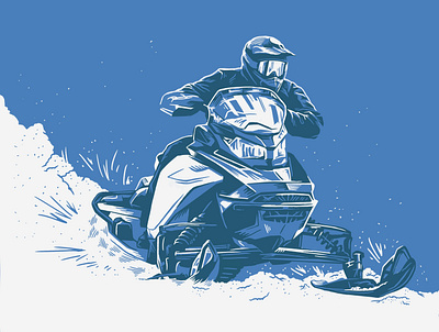 Snowmobiler hand drawn illustration power sports procreate ski doo snowmobile
