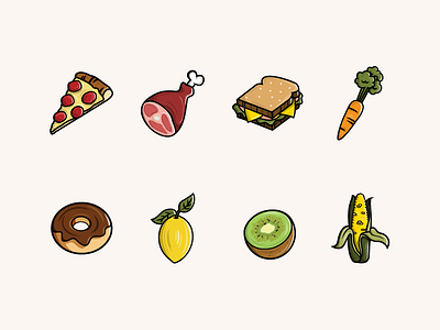Food Icons food icons game art icon set illustration pizza vector vegetables