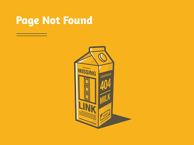 404 Milk 404 page icon illustration milk carton missing link portfolio site ui design web design yellow