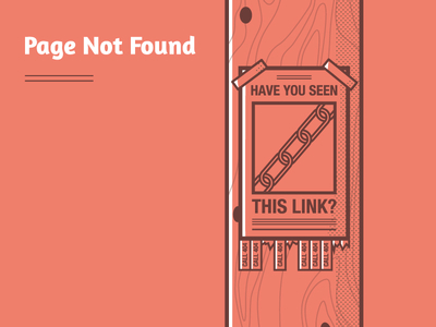 404 Poster 404 page icon illustration missing link portfolio site red telephone pole ui design web design