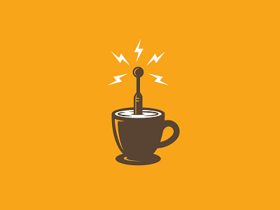 Antenna Coffee Icon antenna branding coffee cup icon design iconic iconography lightning logo design logo mark mug signal