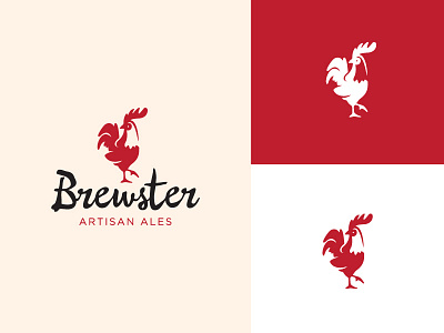 Brewster Ales V2 beer logo bird branding brewery chicken icon iconic iconography mark modern rooster simple