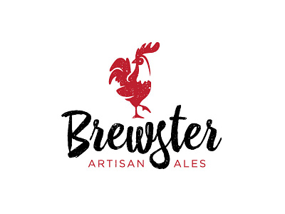 Brewster Artisan Ales animal beer brewery chicken icon iconic logo design rooster script texture wordmark