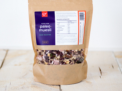 Nom Nom paleo muesli branding brown bag health food package design packaging paleo product rustic window