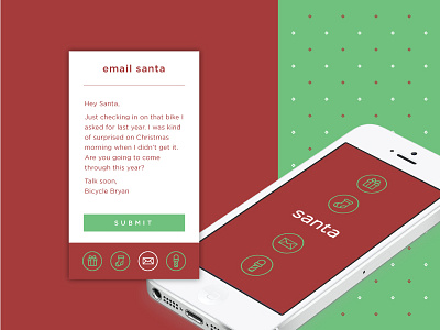 Santa App app design christmas holidays icon present red santa calus snowflakes stocking ui ux