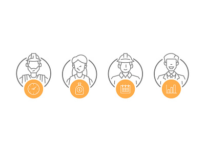 Construction Data Icons app construction hard hat icon set icons illustration software time tracking ui design yellow