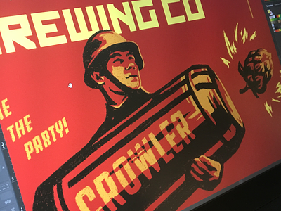 Crowler beer label brewery can communist crowler hops illustration propaganda soldier soviet ussr