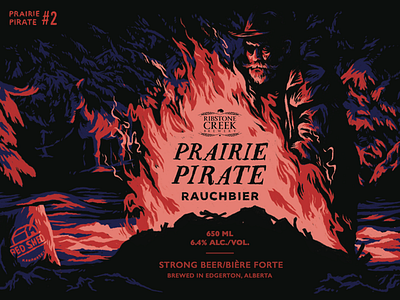 Prairie Pirate Beer Label beer label campfire cowboy craft brewery forest night pirate