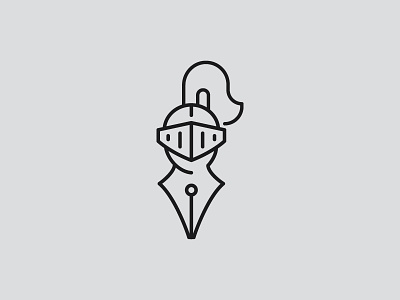 Mcknight Logo armour brandmark copy editor helmet knight logo design pen writer