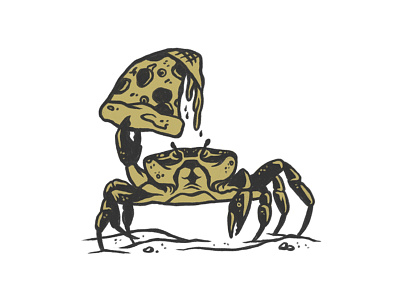 Pizza Crab branding brewery crab craft beer hand drawn illustration pen and ink pizza restaurant