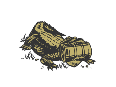Keg Gator alligator beer branding brewery craft beer crocodile hand drawn illustration keg penandink