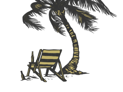 Beach Vibes beach beer bottle brand identity brewery chair craft beer illustration palm tree penandink series