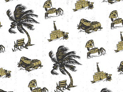 Magic Waters Brewery Pattern beer brewery florida gator handdrawn illustration palm tree pattern sandcastle