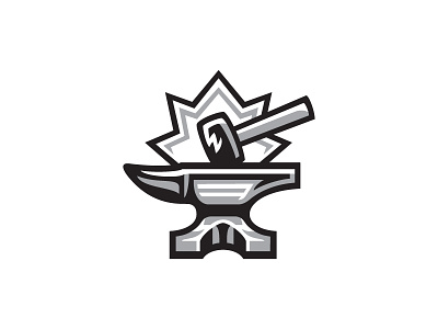 Hammer & Anvil anvil blacksmith hammer icon illustration logo mascot shadows