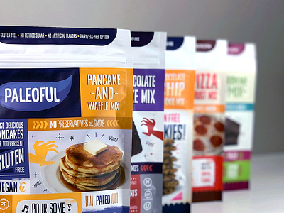 Paleoful food geometric illustration lettering modular package design packaging typography