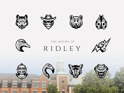 Ridley House Mascots animals college houses illustration logo design mascot logo mascots school