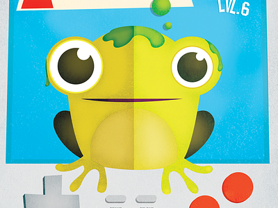 Frog ad animals fun gameboy happy illustration print retro silly texture wildlife