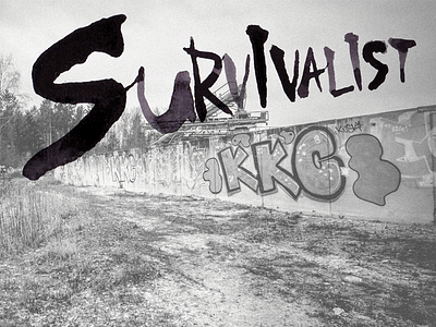 Survivalist edgy editorial hand drawn ink magazine masthead typography