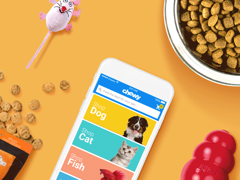 App Home Page Animation animation app cat chewy color dog ecommerce gif landing mobile pet playful